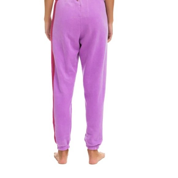 Aviator Nation 5 Stripe Sweatpant Neon Purple/Pink - Picture 2 of 5